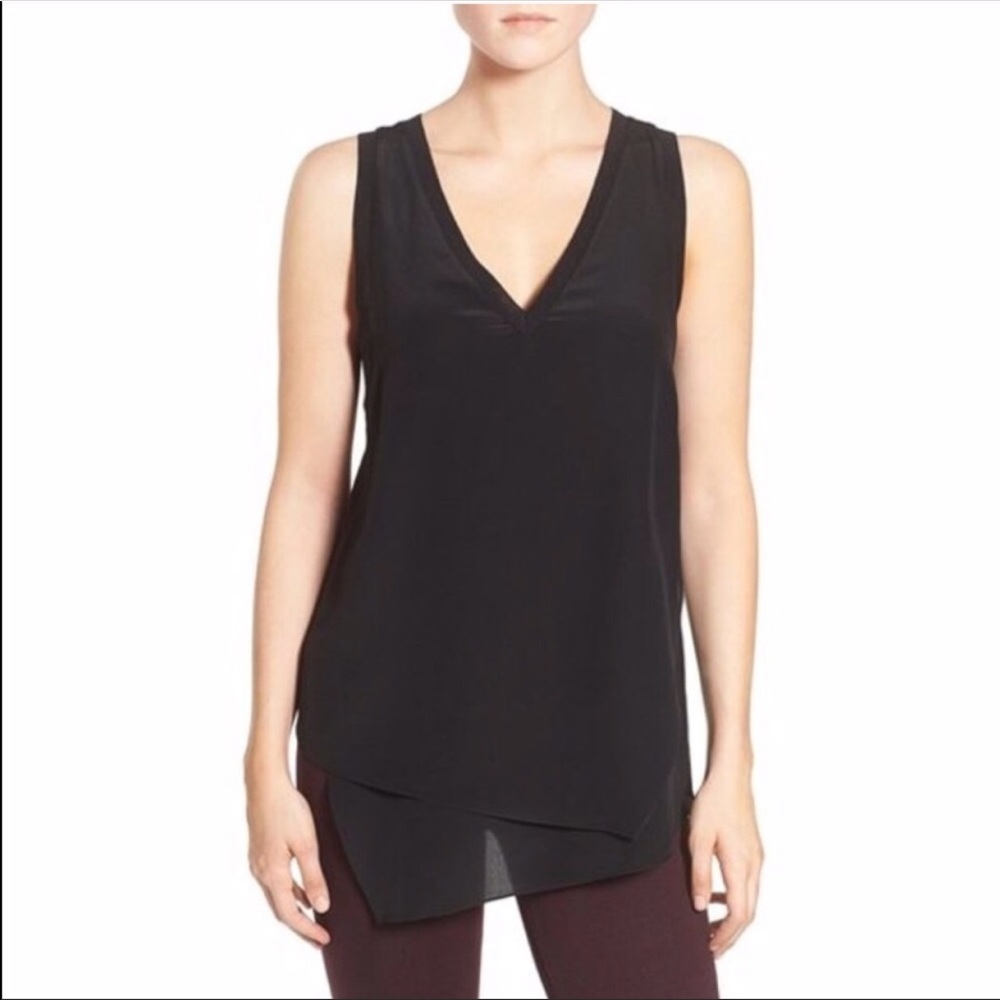 Red Silk Trouve Asymmetrical Tank Top | M